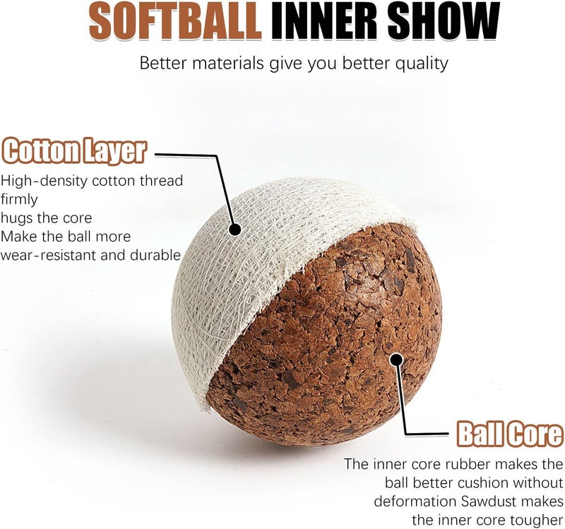 Oeab Softballs 11 Inch 4 Pack Sports Practice Yellow Softballs Unmarked Autograph Softball Official Size and Weight Softbal for Games, Practice, Training, Hitting, Pitching, Fielding - Image 3